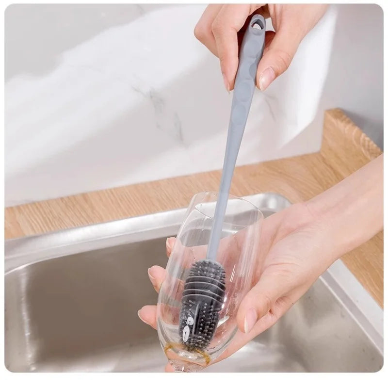 Silicone Cup Brush - Long Handle Glass and Bottle Cleaner