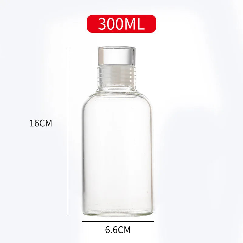 Glass Water Bottle with Leak-Proof Lid, Reusable Eco-Friendly Drinking Bottle Travel Mug for Drinks and Sauces