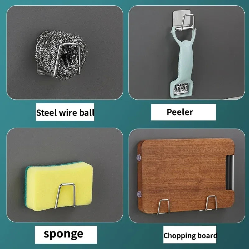 Stainless Steel Sink Sponge Holder - Self-Adhesive Drain Rack
