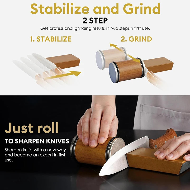 Rolling Knife Sharpener Magnetic Knife Holder Sharpening Stone 15/20 Adjustable Angle Kitchen Roller Kitchen Whetstone Accessory