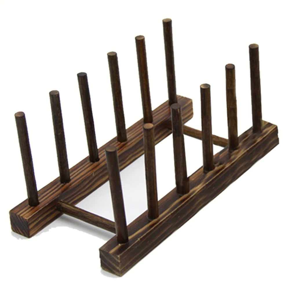 Wooden Dish Drying Rack - Multi-Purpose Plate and Cup Organizer