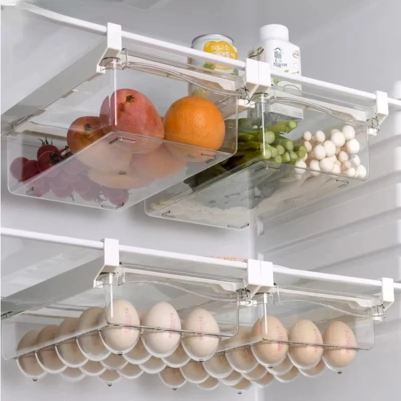 Under-Shelf Fridge Organizer - Drawer Box for Fruits and Eggs